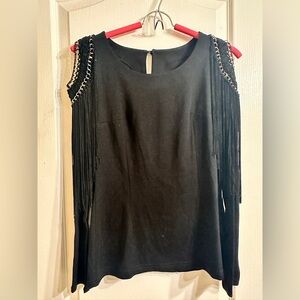 Black Fringe Top